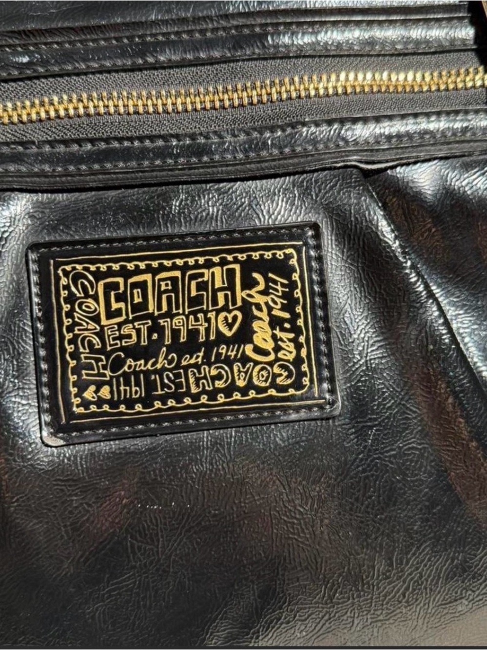 Coach Poppy Black Patent Leather Liquid Gloss Tote - Picture 4 of 11